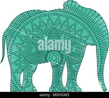 Hand gezeichnet für Erwachsene Malvorlagen mit Elefant zentangle Stock Vektor