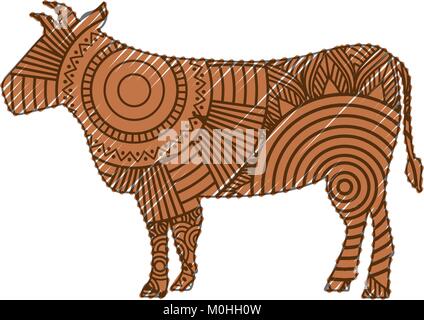 Hand gezeichnet für Erwachsene Malvorlagen mit Bull zentangle Stock Vektor