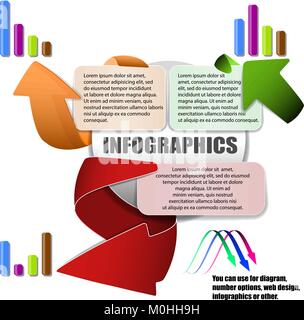 Moderne Pfeil Design mit Diagrammen. Sie können für die Darstellung verwenden, Anzahl Optionen, Web Design, Infografiken oder andere. Stock Vektor