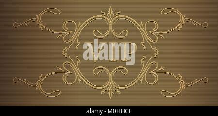 Bildunterschrift VIP in Gravur Stil. Vector Illustration. Stock Vektor