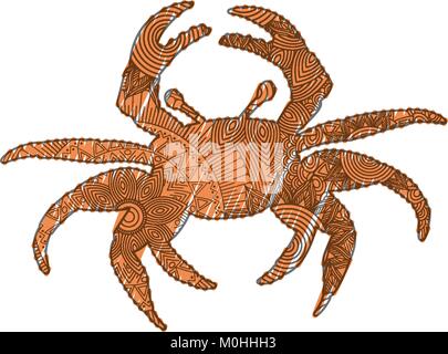 Hand gezeichnet für Erwachsene Malvorlagen mit Krabben zentangle Stock Vektor