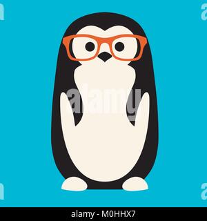 Pinguin in Gläser Vektor-illustration Flat Style Vorderseite Stock Vektor