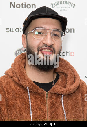 Celebs besuchen Launch Party feiern, Musik, Mode und Lifestyle Magazin 'Vorstellung' 78. Ausgabe mit: Mustafa Rahimtulla von Rak-Su Wo: London, Großbritannien Wann: 19 Dec 2017 Credit: Phil Lewis/WENN.com Stockfoto