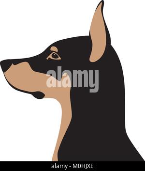 Hund Dobermann Kopf Vector Illustration style flache Profil Seite Stock Vektor