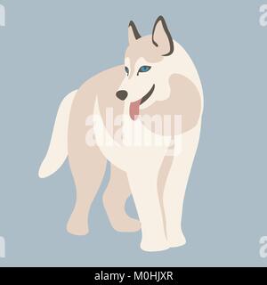 Hund husky Vector Illustration style Flache Vorderseite Stock Vektor