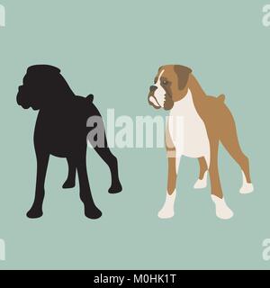 Hund Boxer Vektor-illustration Flat Style Vorderansicht Silhouette Stock Vektor