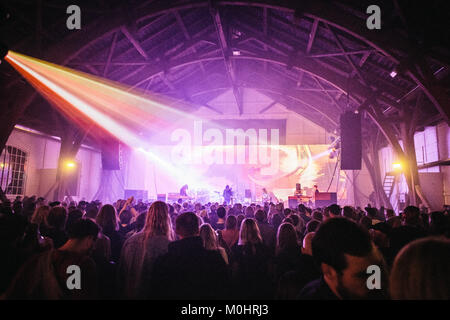 Die kanadische psychedelic-Rock-Band Black Mountain führt ein live-Konzert am Huset als Teil von Kopenhagen Psych Fest 2016. Dänemark, 16/07-2016. Stockfoto