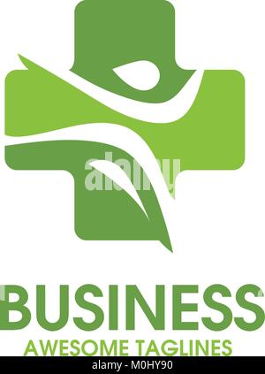 Modernes Konzept cross Symbol mit aktiven Figur für Medical Center logo Stock Vektor