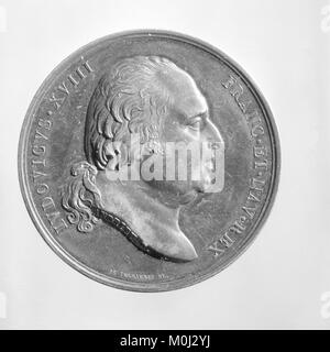 Porträt von König Ludwig XVIII. Von Frankreich (1755–1824) in königlicher Kleidung, das die Bourbon-Restaurierungszeit und das monarchische Bild des Frankreich des frühen 19. Jahrhunderts widerspiegelt. Stockfoto