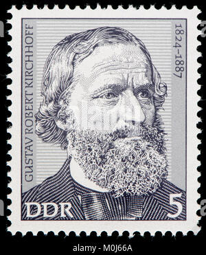 Ddr-Briefmarke (1974): Gustav Robert Kirchhoff (1824-1887), deutscher Physiker Stockfoto