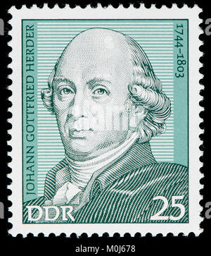 Ddr-Briefmarke (1974): Johann Gottfried Herder (Von) (1744 - 1803) deutscher Philosoph, Theologe, Dichter und Literaturkritiker. Stockfoto