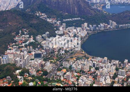 Rio de Janeiro, Brasilien - Blick auf die Stadt mit Lagoa und Humaita Bezirke. Stockfoto