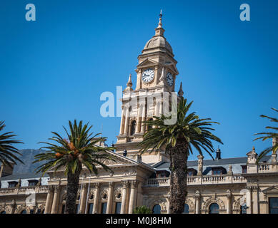 Cape Town City Hall mit Palmen Stockfoto