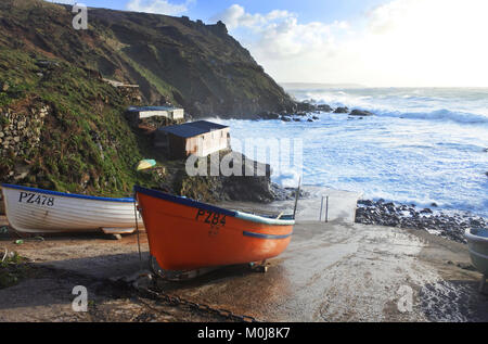 Fischen Boote am Cape Cornwall, UK - Johannes Gollop Stockfoto