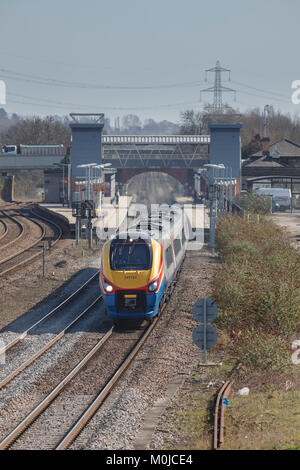 Die East Midlands Trains Meridian zug Loughborough mit dem 1126 London St Pancras - Sheffield service Stockfoto