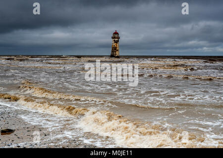 Der Punkt von Ayr Leuchtturm, der auch als Talacre Lighthouse, Talacre, Holywell, North Wales bekannt Stockfoto