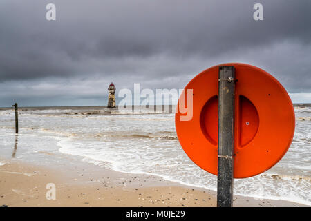 Der Punkt von Ayr Leuchtturm, der auch als Talacre Lighthouse, Talacre, Holywell, North Wales bekannt Stockfoto