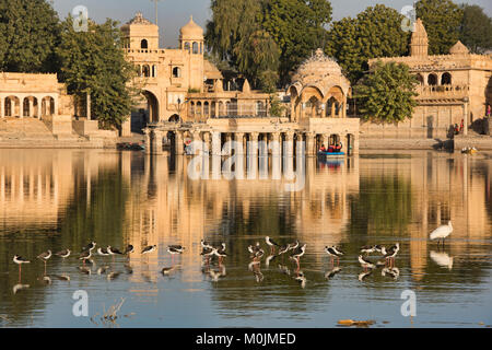 Morgen Licht bei Gadisar See, Jaisalmer, Rajasthan, Indien Stockfoto