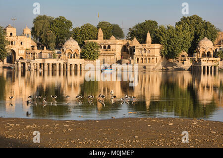 Morgen Licht bei Gadisar See, Jaisalmer, Rajasthan, Indien Stockfoto