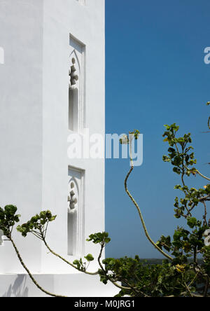 Minarett der Neuen Moschee, Masjid Rawdha, Lamu Island, Kenia Stockfoto