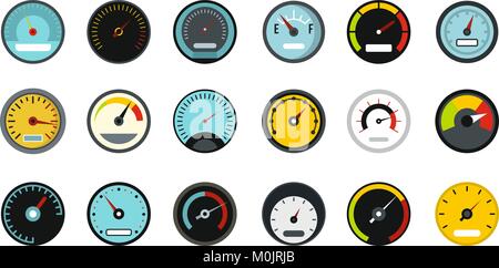 Dash Board Icon Set, flacher Stil Stock Vektor