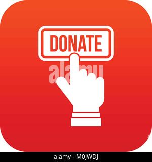 Hand drückt die Taste für das Symbol Digital red Spenden Stock Vektor