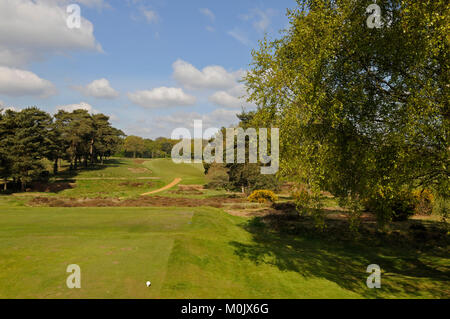 Blick von der 18-T-Stück auf dem neuen Kurs, Walton Heath Golf Club, Walton-on-the-Hill, Surrey, England Stockfoto