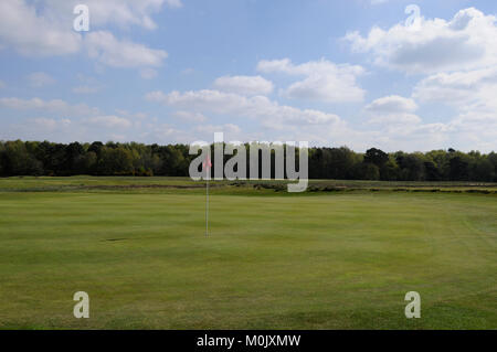 Blick über die 18 Grün auf dem neuen Kurs, Walton Heath Golf Club, Walton-on-the-Hill, Surrey, England Stockfoto