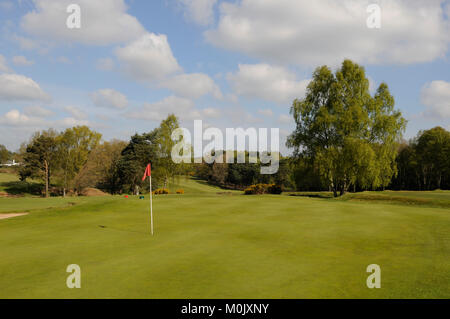 Blick über die 17 Grün auf dem neuen Kurs, Walton Heath Golf Club, Walton-on-the-Hill, Surrey, England Stockfoto