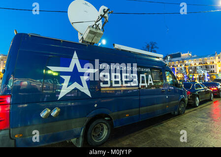 Moskau, Russland - Januar 10. 2018. Auto TV-Star - auf dem Platz der Revolution Stockfoto