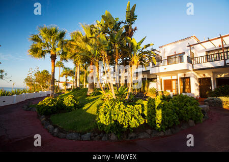 Die Anlage des Hotels Jarden Tecina in Playa Santiago, La Gomera, Kanarische Inseln. Stockfoto