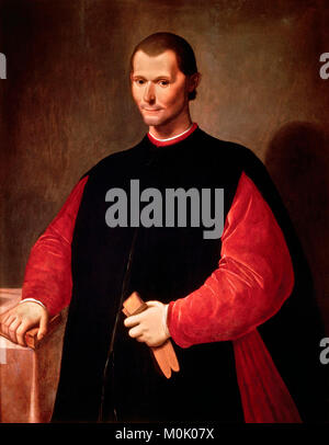 Machiavelli. Portrait von Niccolo di Bernardo dei Machiavelli (1469-1527) von Santi Di Tito, Öl auf Leinwand, die zweite Hälfte des 16. Jahrhunderts. Stockfoto
