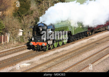 A1 Dampflokomotive Tornado auf einem Testlauf - Colton Junction, Yorkshire, Großbritannien, 30. Januar 2010 Stockfoto