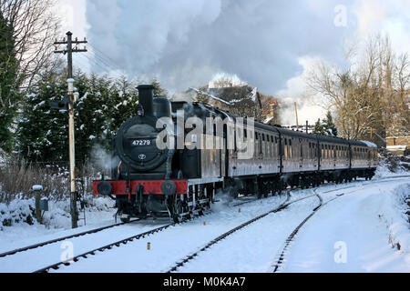 Jinty Dampflok auf einem Santa am Keighley und Worth Valley Railway, Haworth, West Yorkshire, UK - Januar 2010 Stockfoto