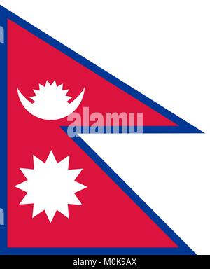 Flagge von Nepal in den nationalen Farben, Vektor Stock Vektor