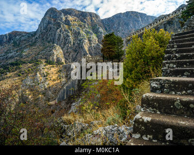 Die Schritte bis zur Festung; Kotor Kotor, Kotor, Montenegro Stockfoto