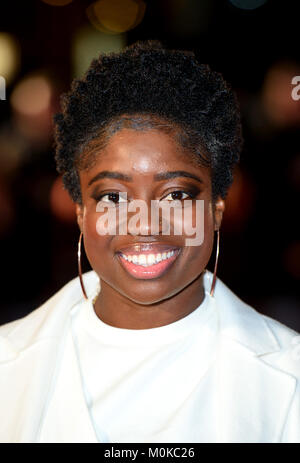 Clara Amfo Teilnahme an das Labyrinth Runner: Der Tod Heilung Ventilator Siebung bei Vue West End in Leicester Square, London statt. Stockfoto