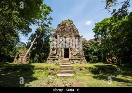 Turm in Prasat Yeah Puon, der Gruppe Süd Sambor Prei Kuk, Kompong Thom, Kambodscha Stockfoto