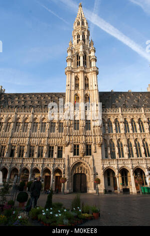 Rathaus von Brüssel (Hotel de Ville oder Hôtel de Ville de Bruxelles), Grote Markt (Grote Markt), Brüssel, Belgien Stockfoto