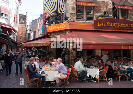 Restaurants in der Rue des Bouchers, Brüssel, Belgien Stockfoto