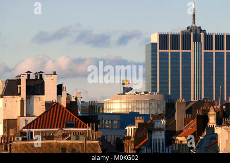 Skyline von Brüssel Belgien mit modernen Bürogebäuden von Marolles. Stockfoto