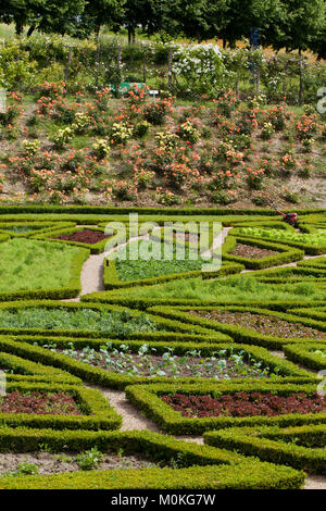 Subtile, anspruchsvoll und voller Geschmack Garten und Chateau La Chatonniere in der Nähe von Villandry. Tal der Loire Stockfoto