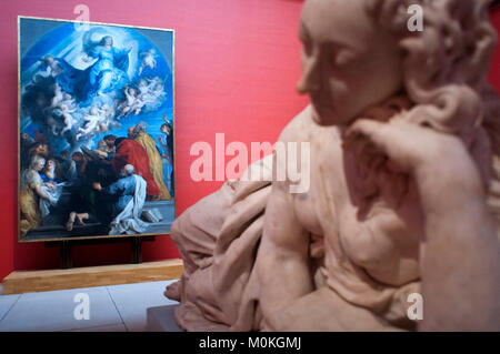 Skulptur "La Tour de Babel" von Frans Francken II (1581-1642) Anvers am Musée Royaux des Beaux-Arts, Brüssel, Belgien ausgestellt. Stockfoto