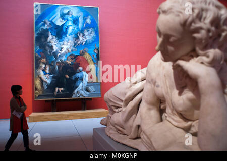 Skulptur "La Tour de Babel" von Frans Francken II (1581-1642) Anvers am Musée Royaux des Beaux-Arts, Brüssel, Belgien ausgestellt. Stockfoto