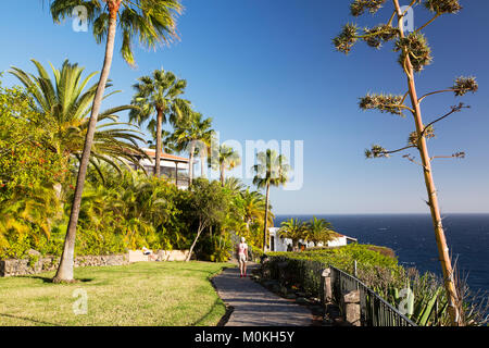 Die Anlage des Hotels Jarden Tecina in Playa Santiago, La Gomera, Kanarische Inseln. Stockfoto