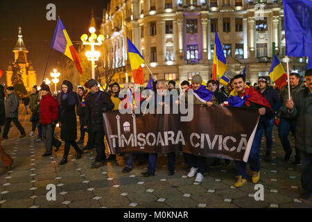 Proteste gegen neue Gesetze der Justiz in Rumänien im Januar 2018 Stockfoto