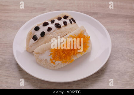 Thailändisches Dessert goldenen Fäden, Foi Thong, gewürfelt Eigelb thread. Stockfoto