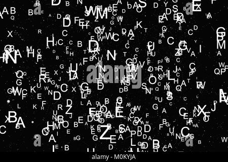Abstrakte weiße Schrift auf schwarzem Hintergrund Stockfoto