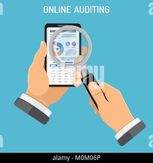 Online Wirtschaftsprüfung, Steuer, Buchhaltung Konzept Stock Vektor