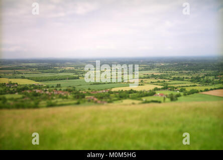 Die Aussicht von der Teufel Deich in Richtung Fulking in Sussex, England, Großbritannien Stockfoto